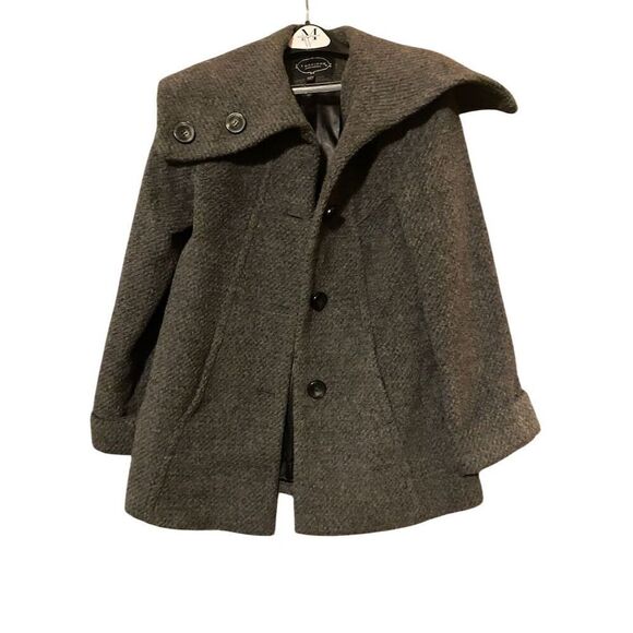 1 Madison Women's Black Wool Blend Overcoat Size 8 Winter Long Sleeve - Picture 1 of 11